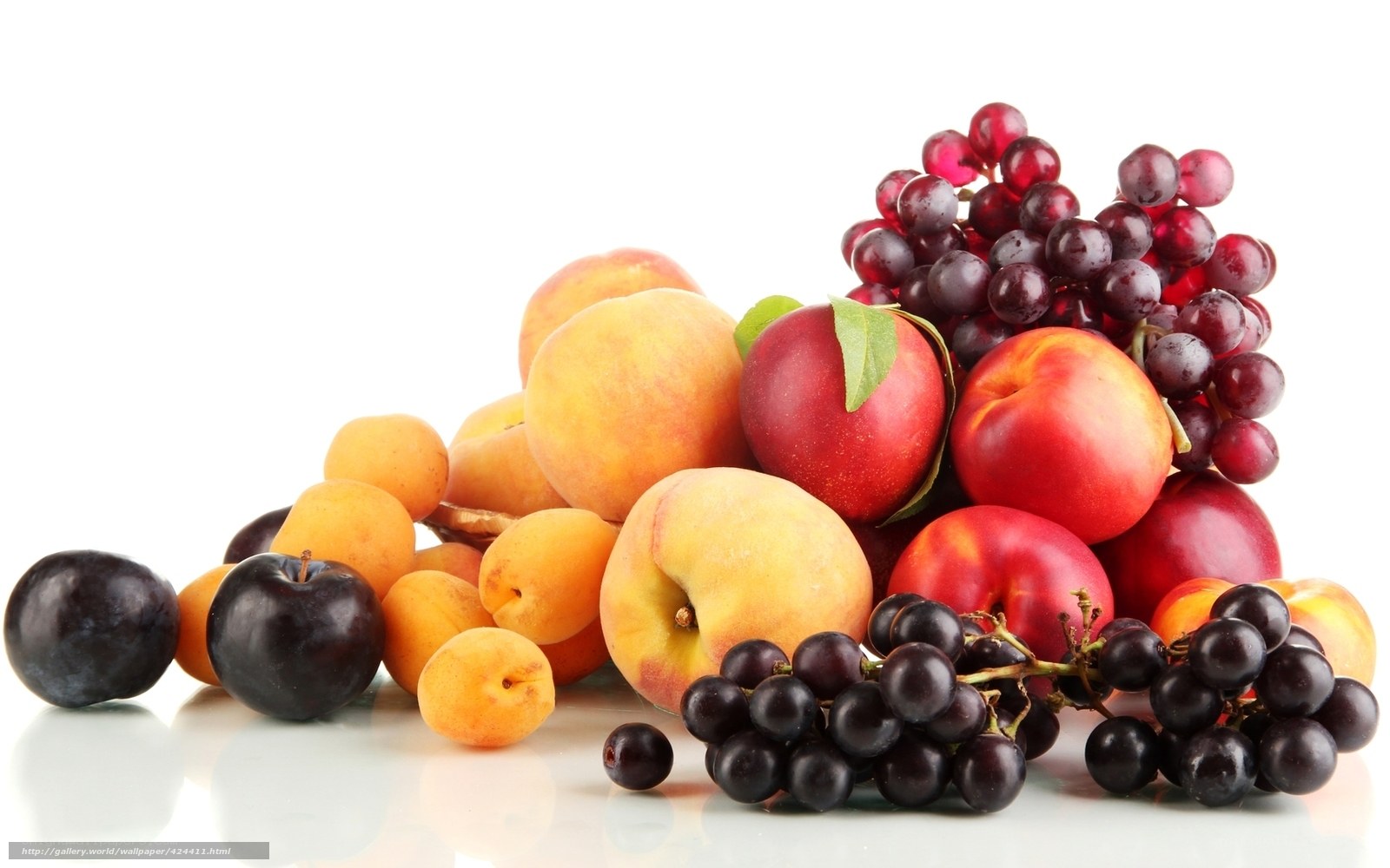 Assorted fresh fruits on white