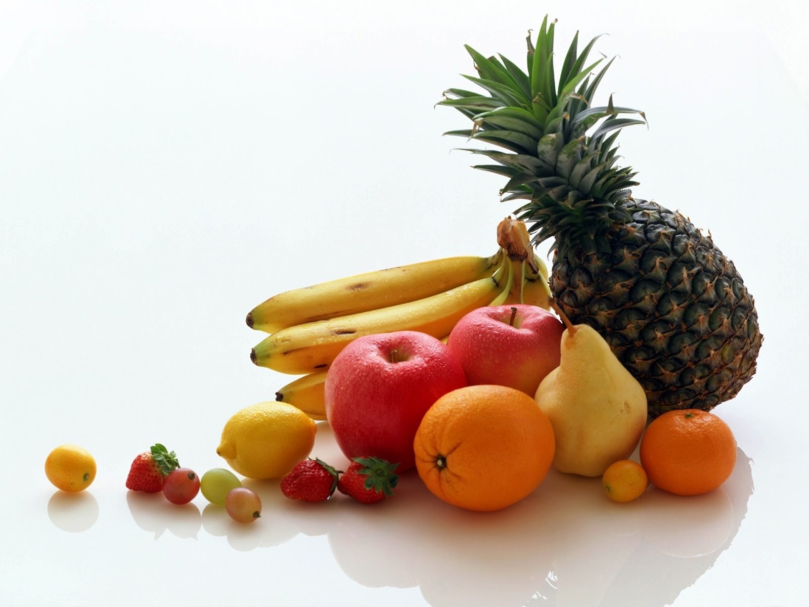 Assorted fresh fruits on white