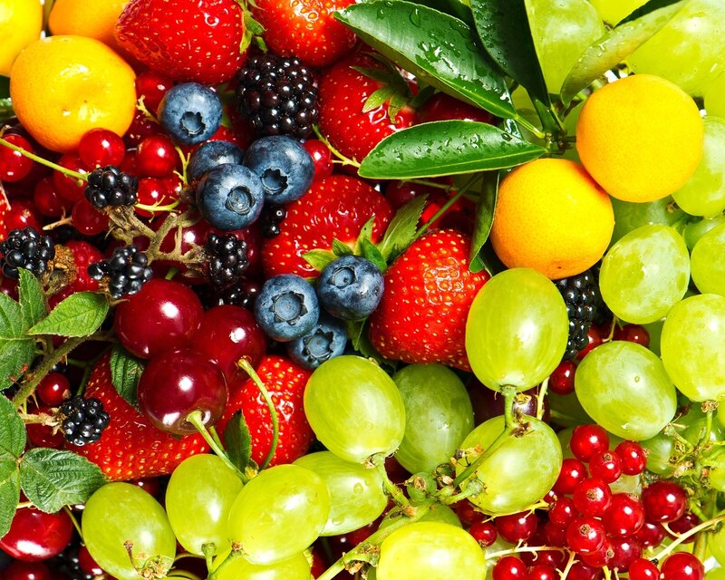 Assorted Fresh Fruits — Red, Vibrant, Photograph, Grapes