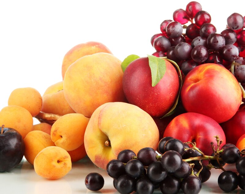 Assorted Fresh Fruits — White, Photograph, Peaches