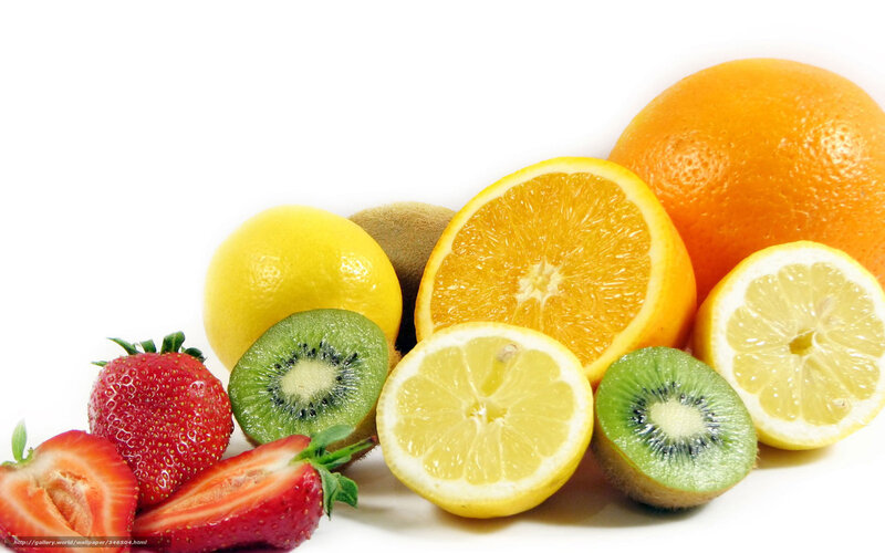 Assorted Fresh Fruits — White, Photograph, Strawberries