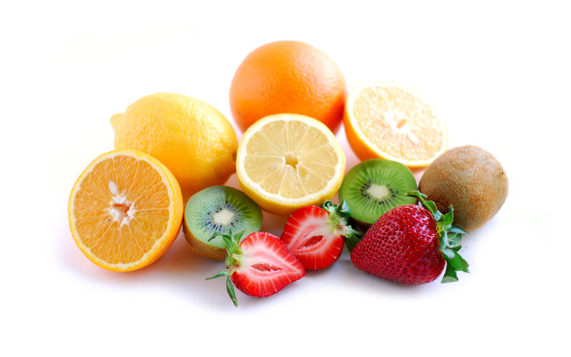 Assorted Fresh Fruits — White