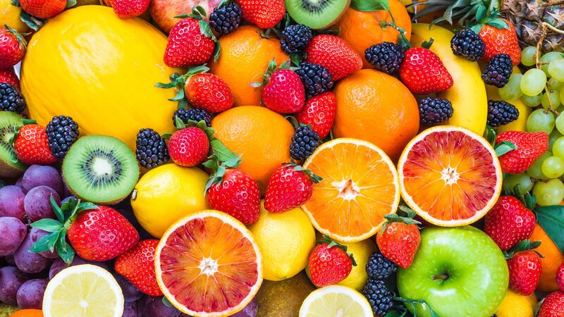 Assorted Fresh Fruits — Yellow, Vibrant, Photograph, Strawberries, Kiwi
