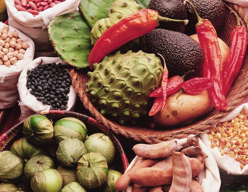 Assorted fresh produce display