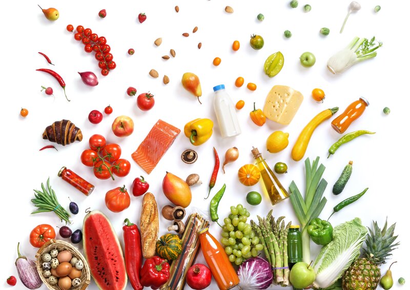 Assorted Fresh Produce — White