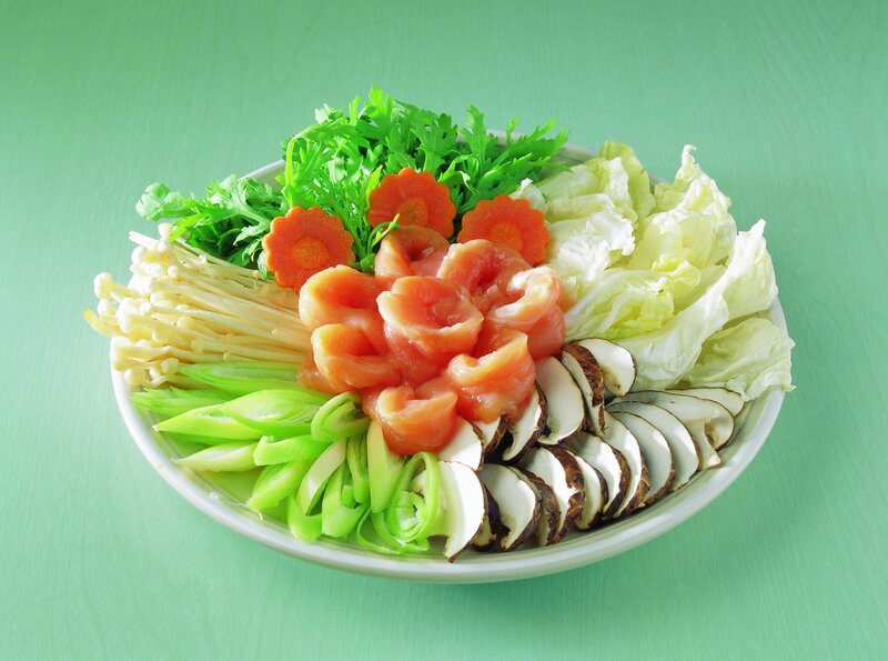 assorted fresh vegetables and fish