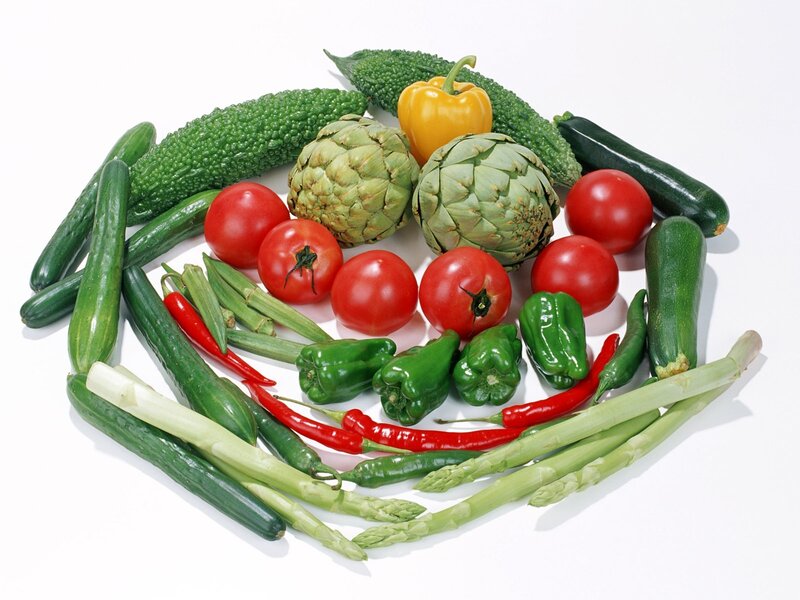 Assorted Fresh Vegetables — Green, Neutral, Photograph