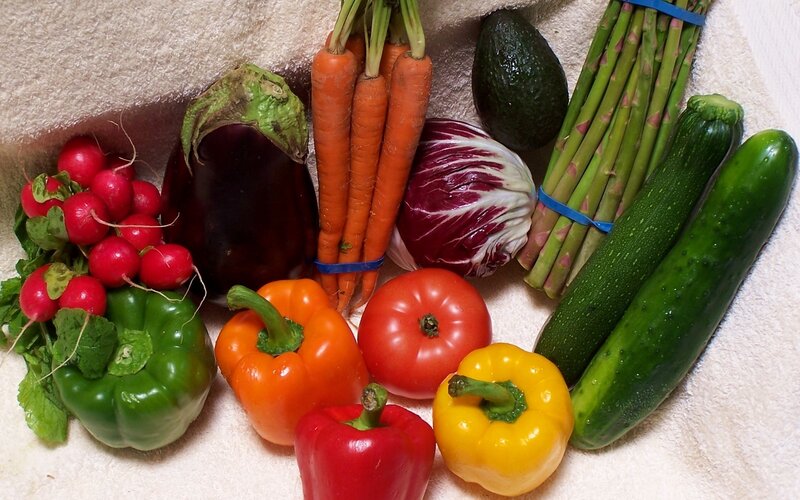 Assorted Fresh Vegetables — Green, Photograph, Carrots