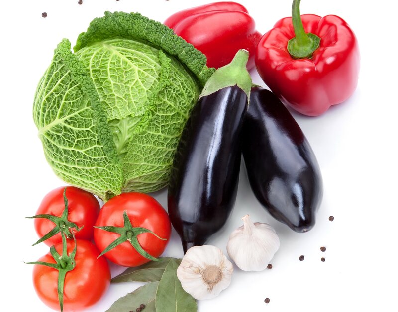 Assorted Fresh Vegetables — Green, Photograph, Tomatoes, Eggplant