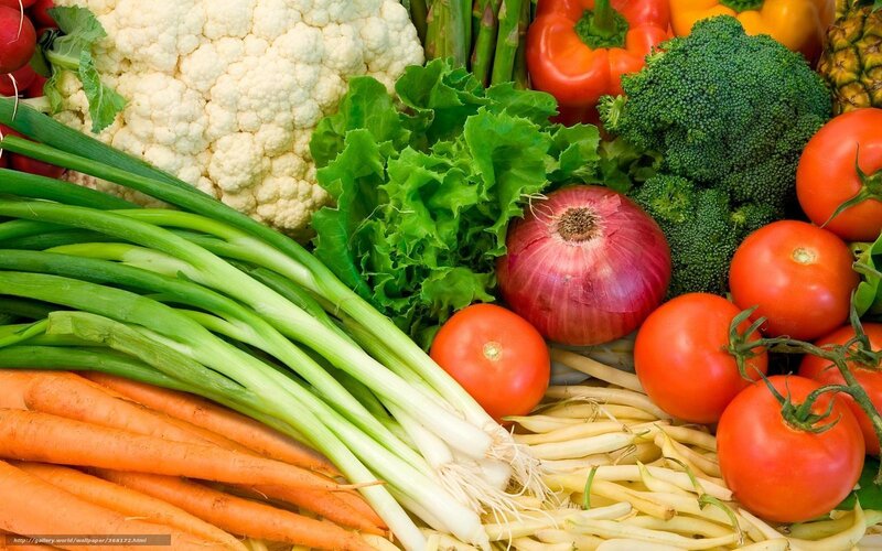 Assorted Fresh Vegetables — Green, Photograph, Tomatoes, Onion