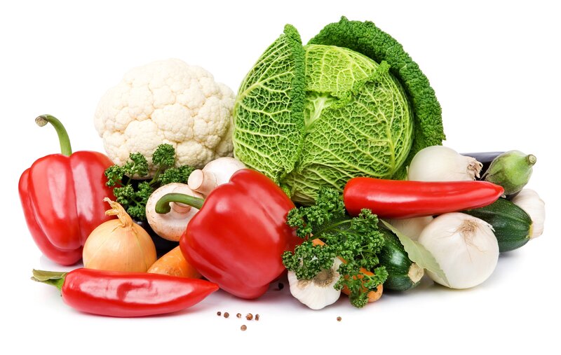 Assorted Fresh Vegetables — Red, Neutral, Photograph