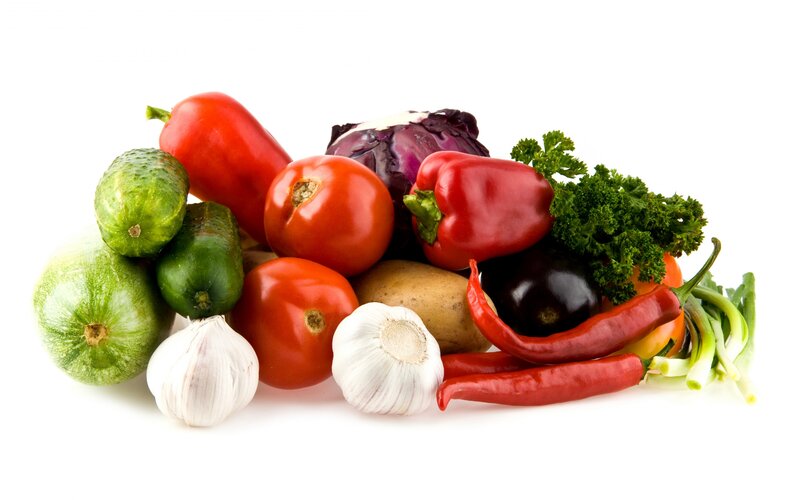 Assorted Fresh Vegetables — Red, Neutral
