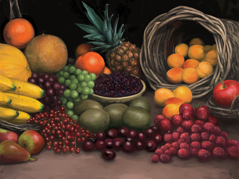 Assorted Fruit Arrangement — Brown