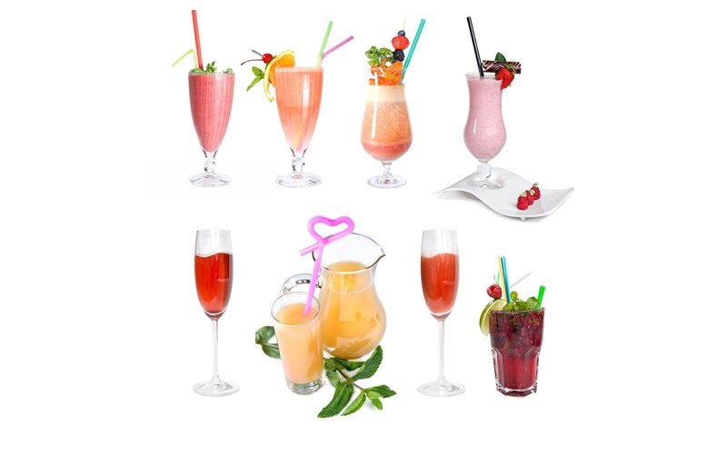 assorted fruit drinks collage