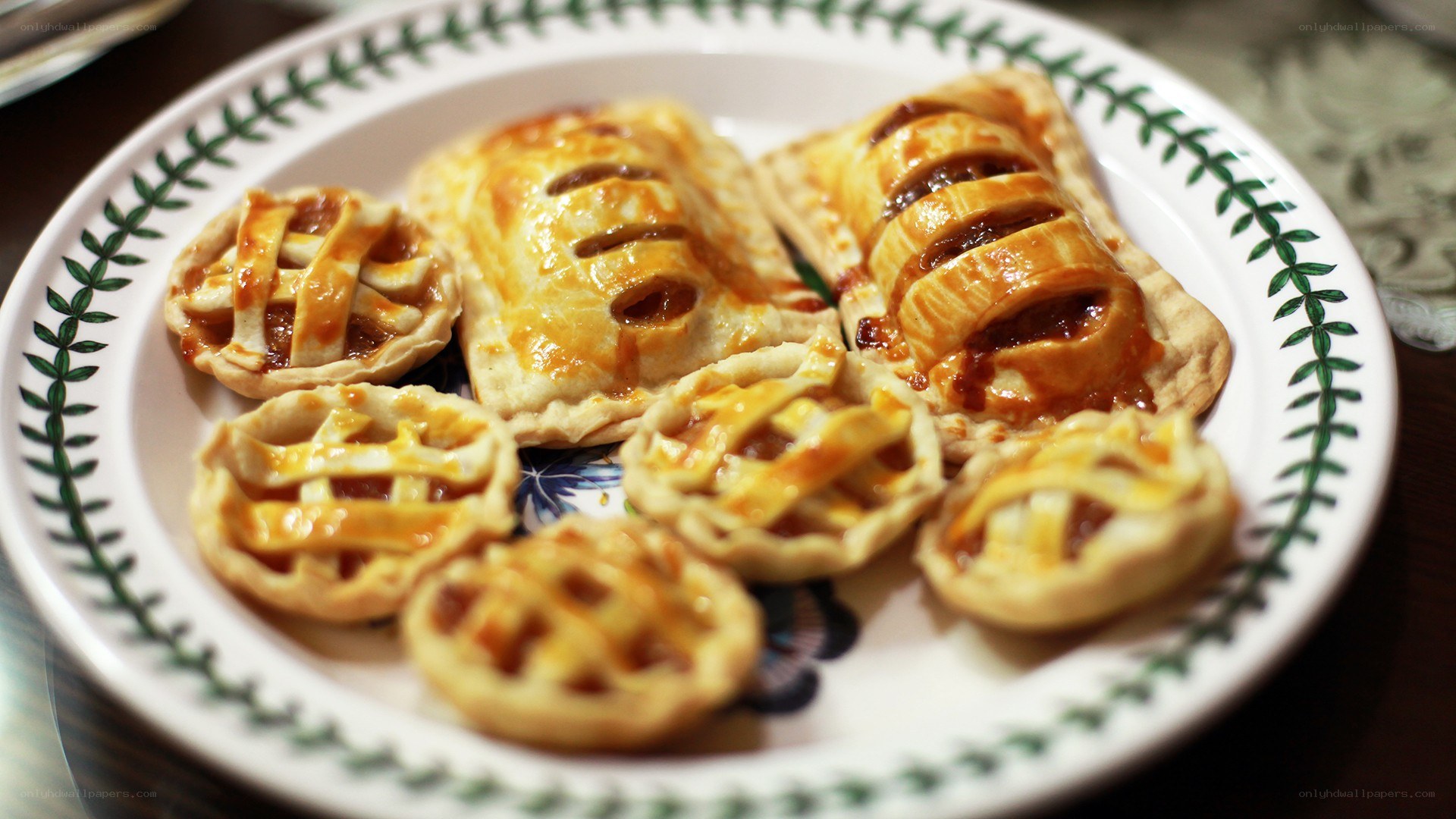 Assorted fruit pies on a plate