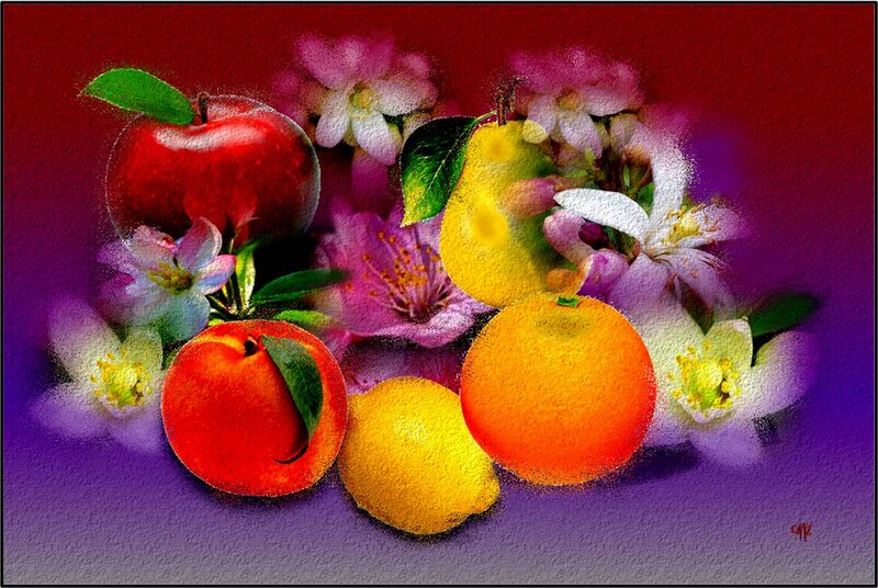 Assorted Fruit with Flowers