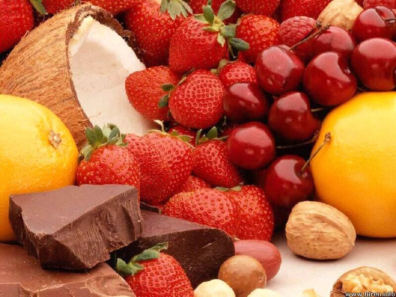 assorted fruits and chocolate