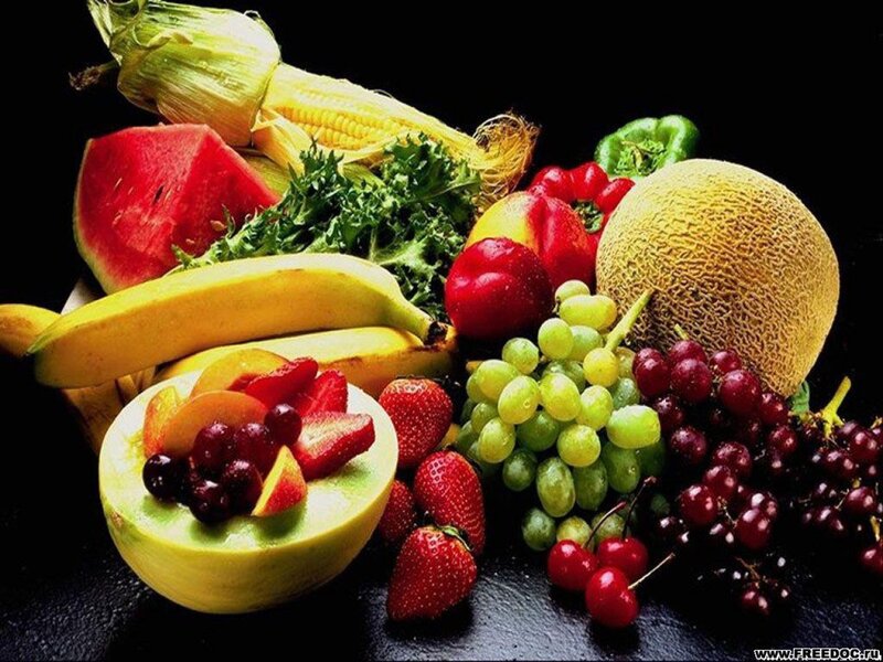 Assorted Fruits and Vegetables — Black