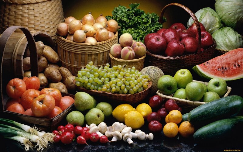 Assorted Fruits and Vegetables — Green, Abundant