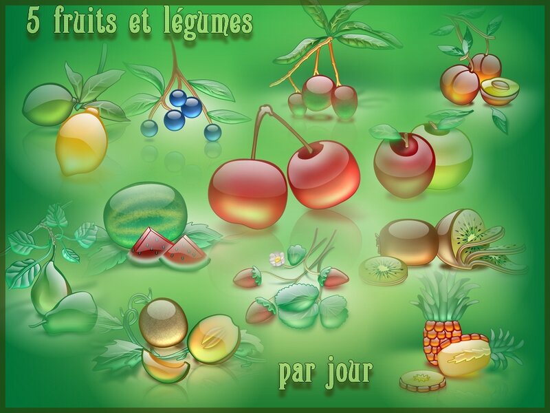 Assorted Fruits and Vegetables — Green, Fresh, Illustration