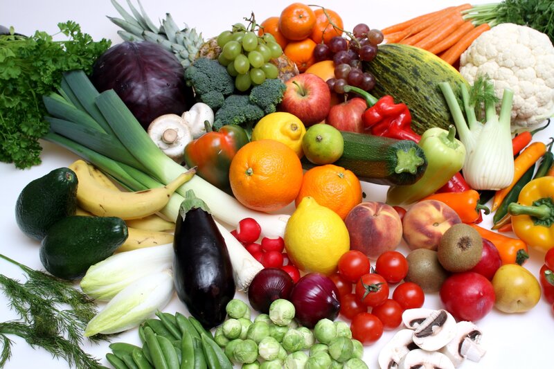 Assorted Fruits and Vegetables — Green, Fresh, Photograph, Mushrooms
