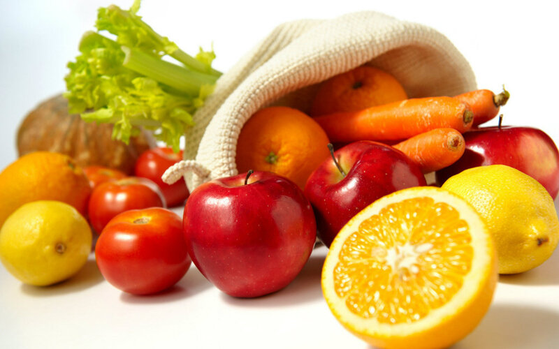 Assorted Fruits and Vegetables — Red, Fresh, Photograph