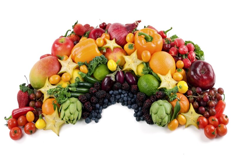 Assorted Fruits and Vegetables — Red, Vibrant, Photograph