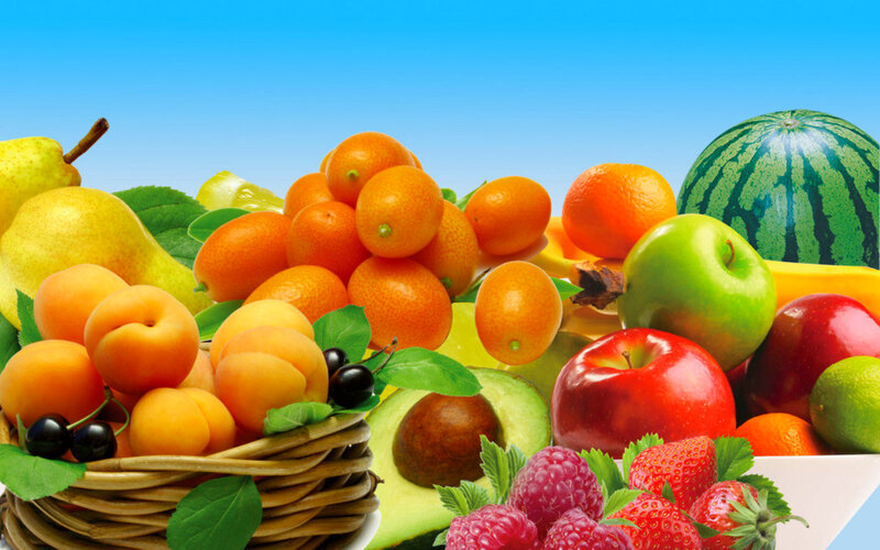 Assorted Fruits in Basket — Green