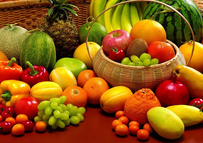Assorted Fruits in Basket — Red, Vibrant