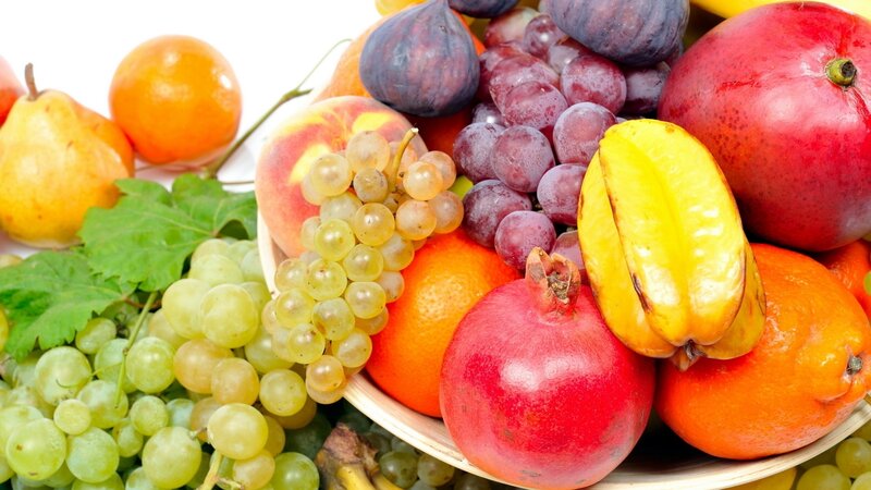 Assorted Fruits in Bowl — Red