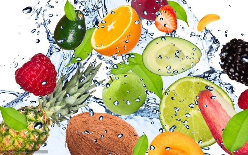 Assorted Fruits in Water — White