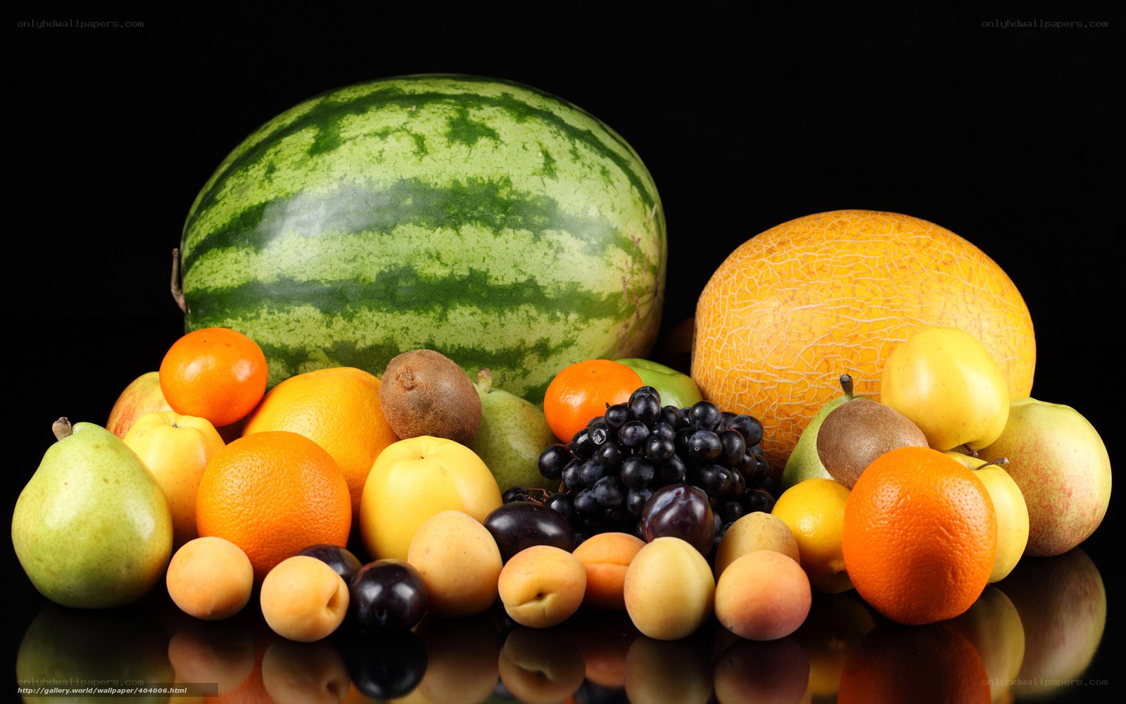 Assorted fruits on black background