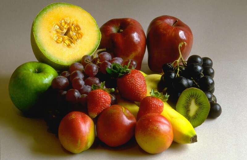 Assorted Fruits on Surface — Green, Neutral