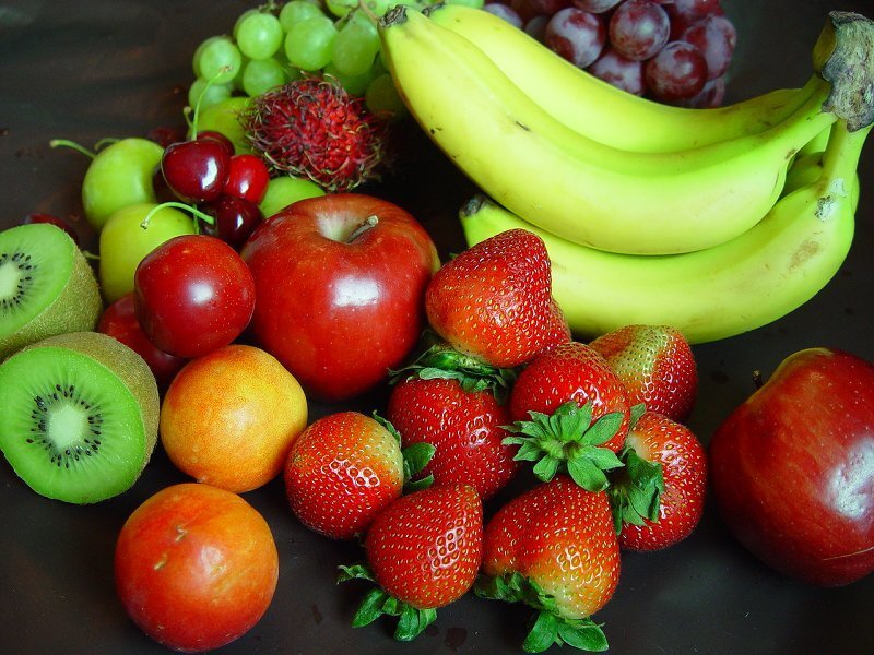 Assorted Fruits on Surface — Green