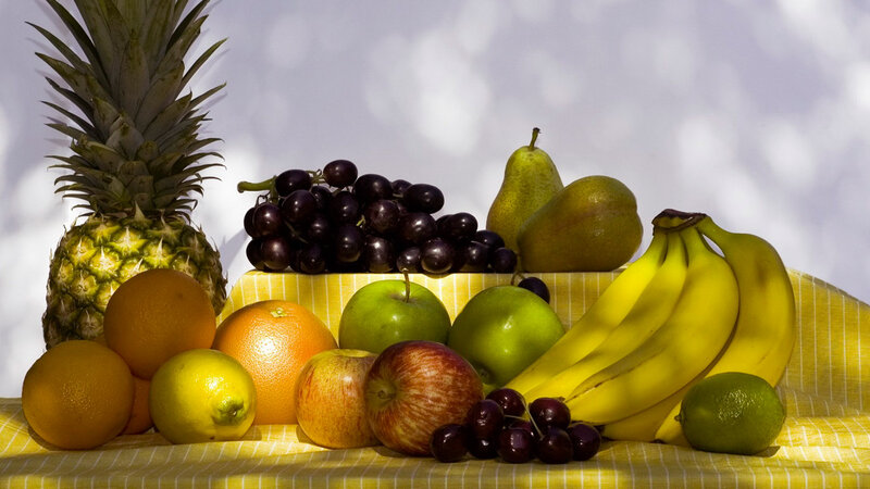 Assorted Fruits on Table — Yellow, Bright
