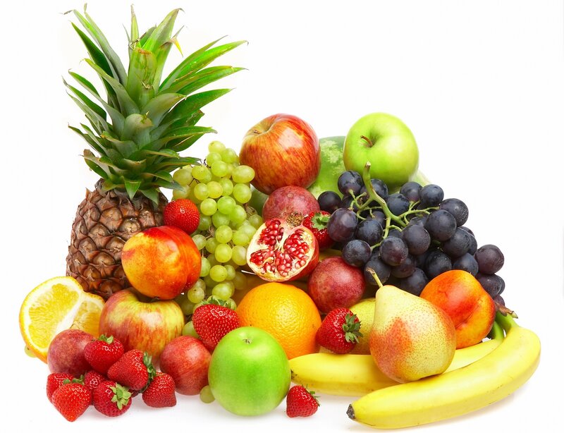 Assorted Fruits on White — Fresh, Photograph, Pineapple