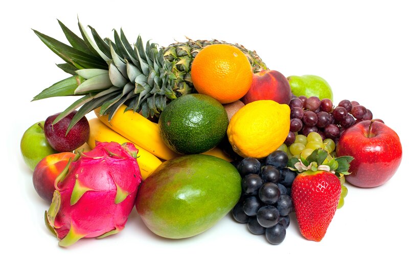 Assorted Fruits on White — Neutral, Photograph, Pineapple, Banana