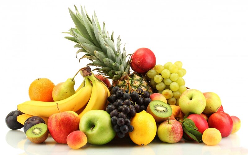 Assorted Fruits on White — Neutral, Photograph, Pineapple