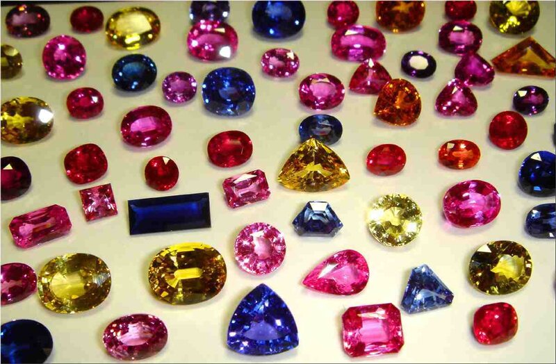 Assorted gemstones on display