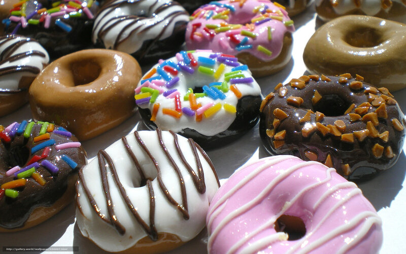 Assorted Glazed Donuts — Brown, Appetizing, Photograph, Sprinkles