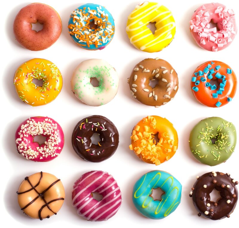 Assorted Glazed Donuts — White