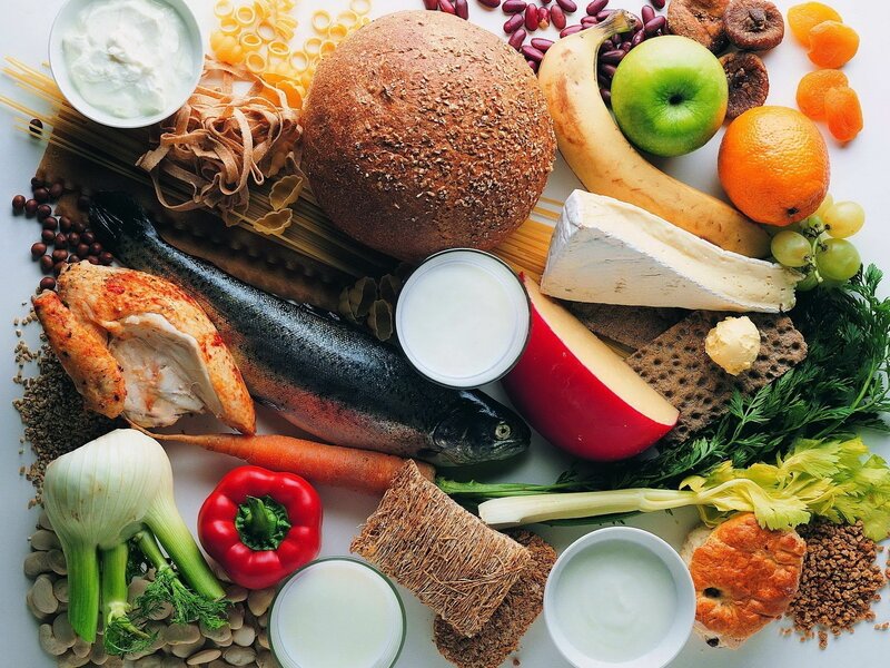 Assorted healthy food items