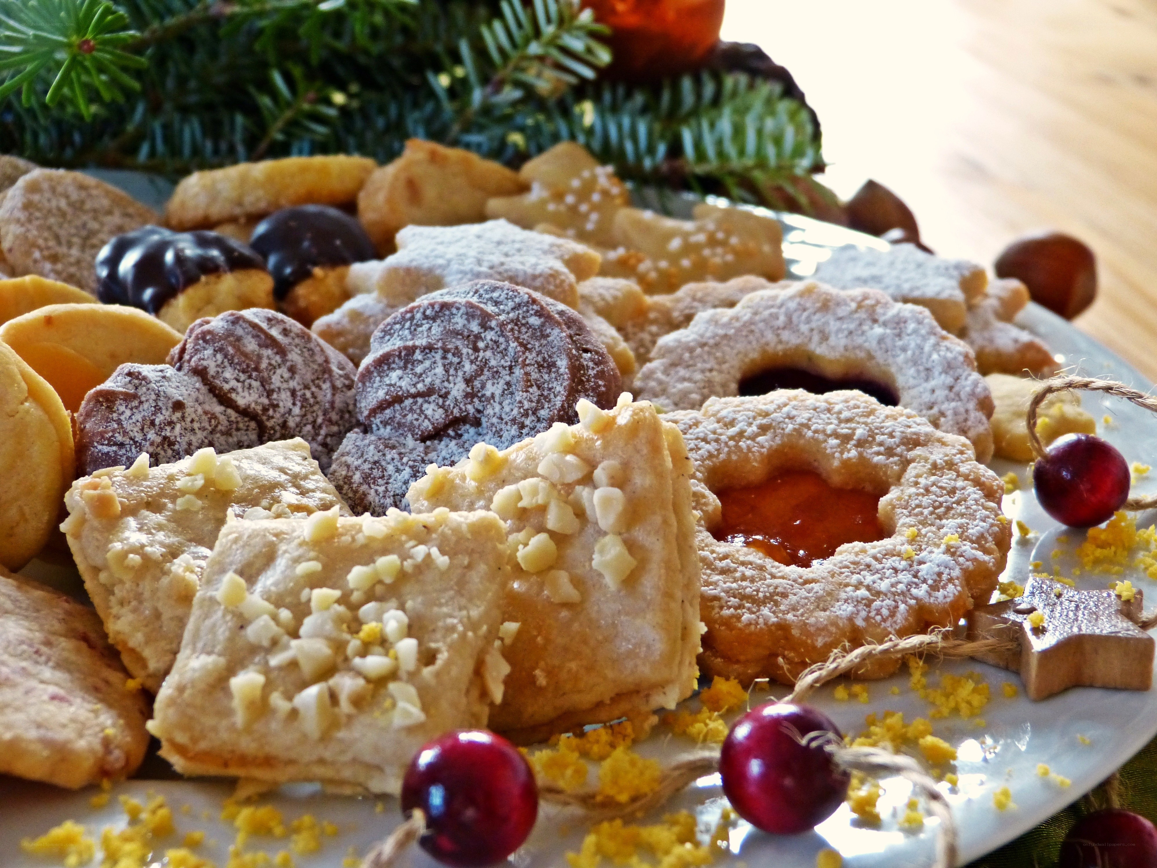 Assorted holiday cookies on a platter