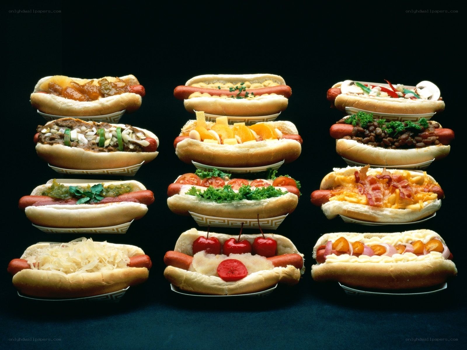 Assorted hot dog toppings