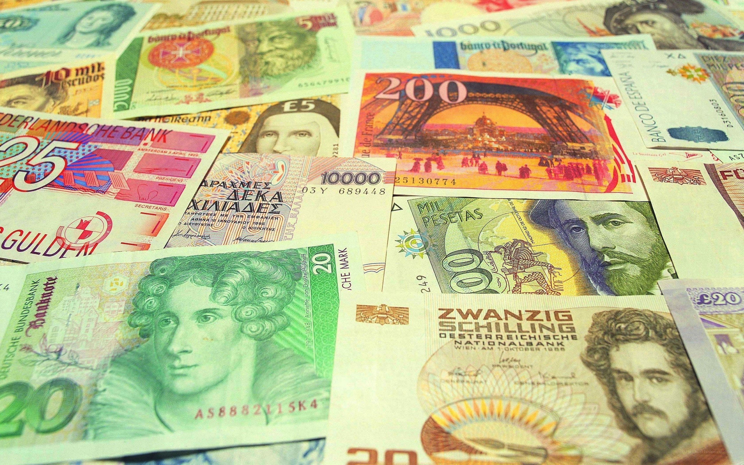 assorted international banknotes