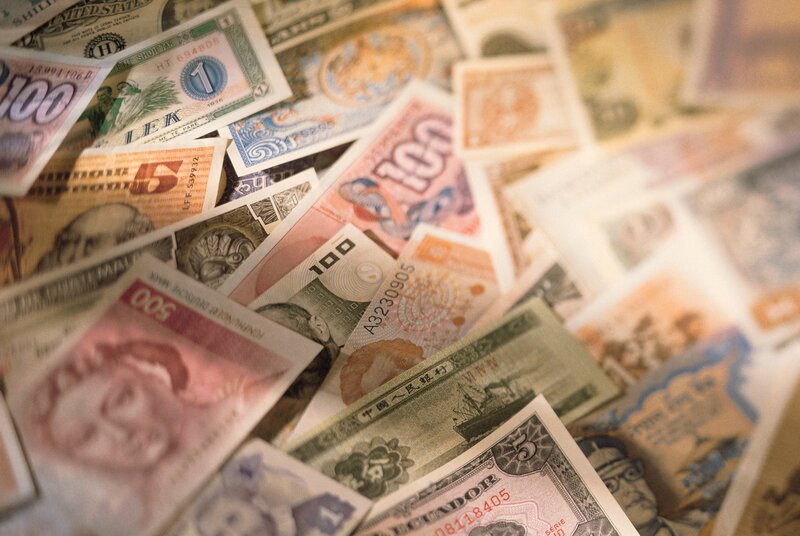 assorted international banknotes
