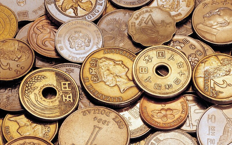 assorted international coins