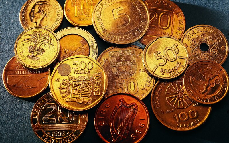 assorted international coins