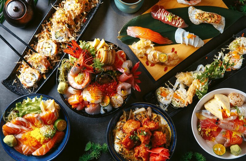 Assorted Japanese Dishes — Black