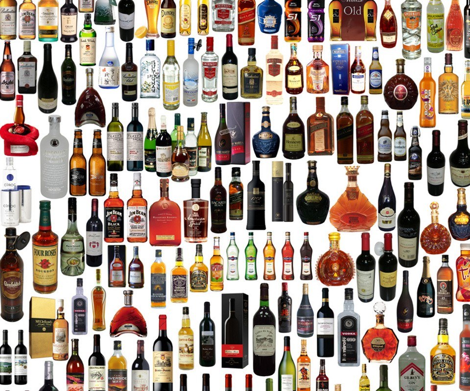 Assorted liquor bottles collection